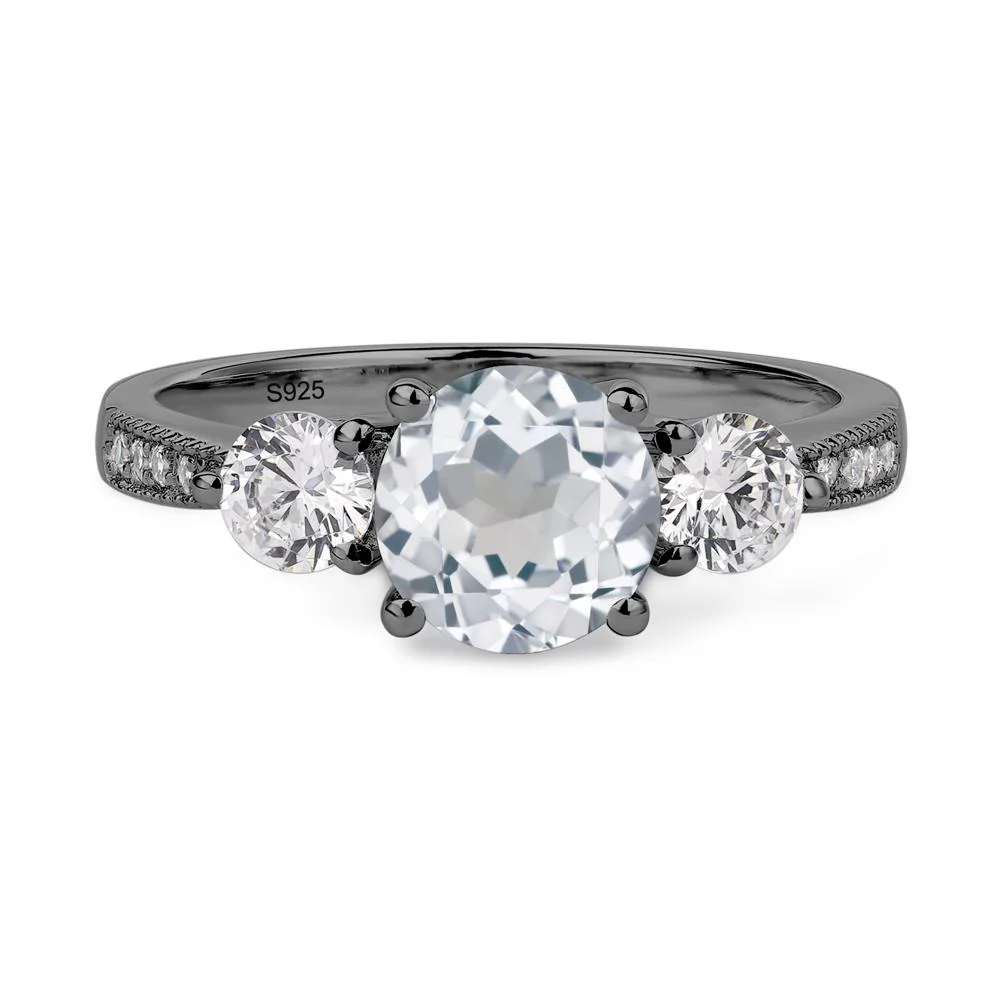 White Topaz 3 Stone Engagement Ring - Image 3