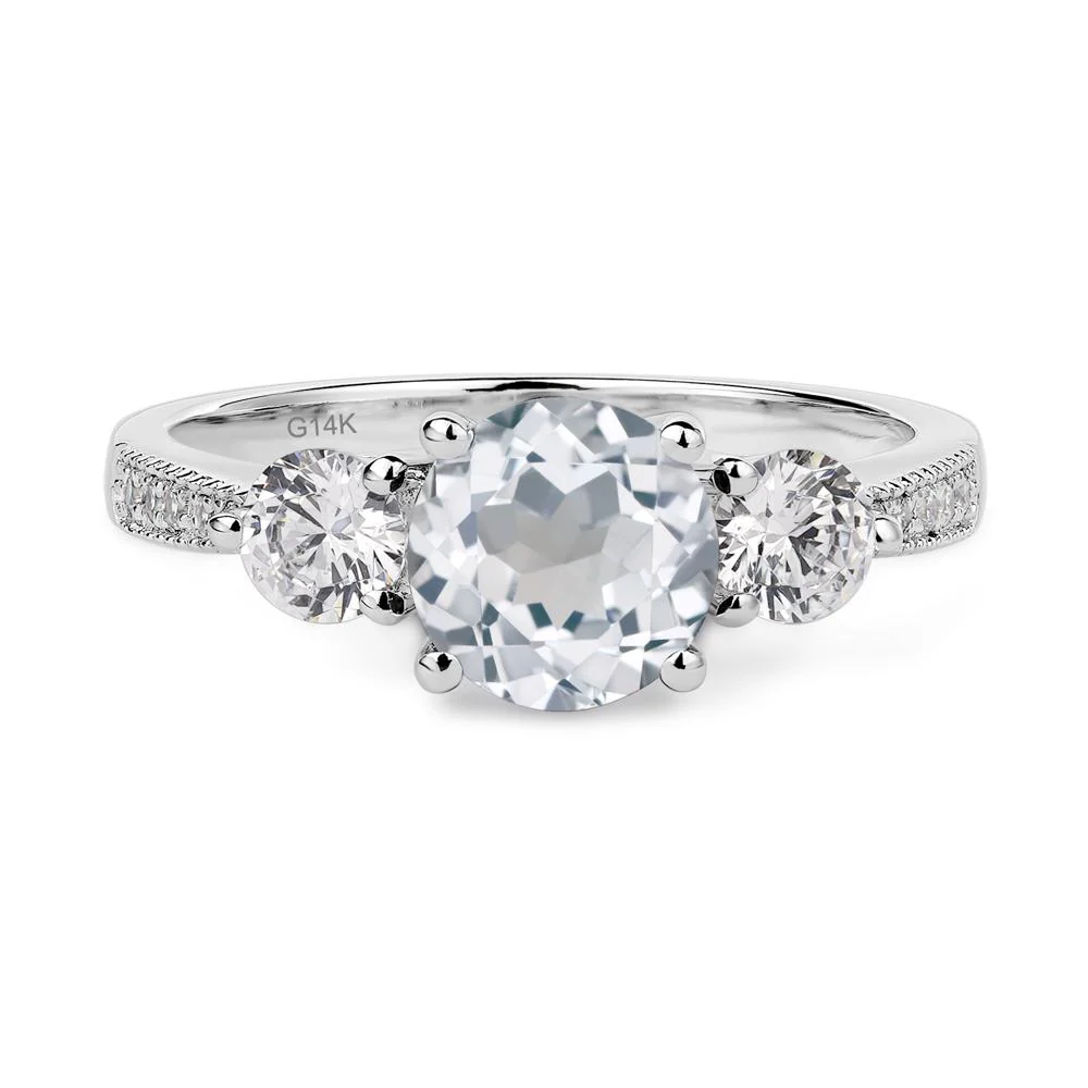 White Topaz 3 Stone Engagement Ring - Image 4