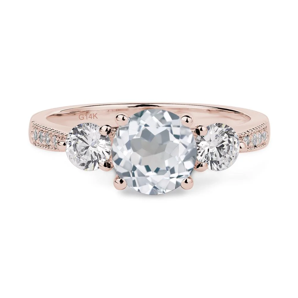 White Topaz 3 Stone Engagement Ring - Image 5