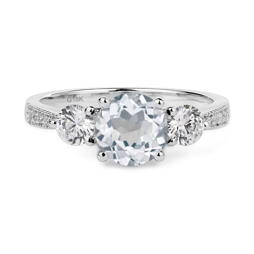 White Topaz 3 Stone Engagement Ring - Image 7