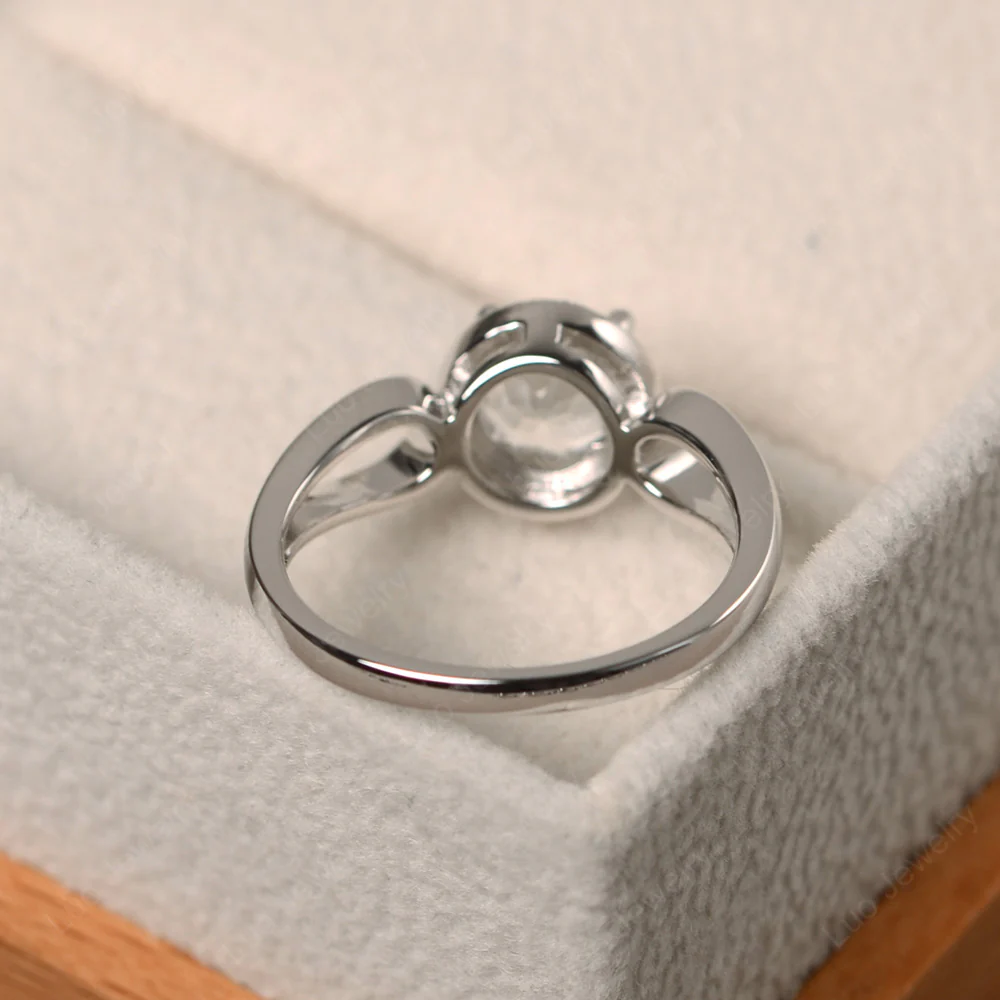 White Topaz Halo Engagement Ring Split Shank - Image 3