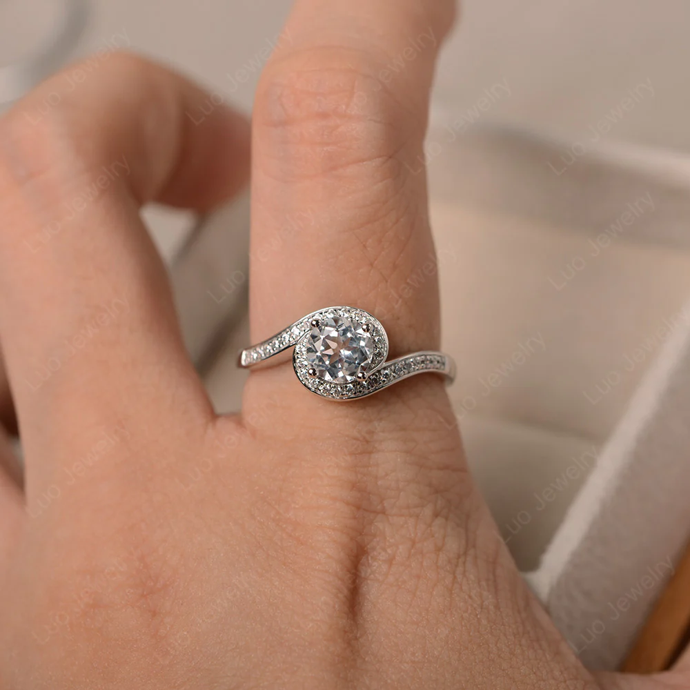 White Topaz Swirl Engagement Ring - Image 4
