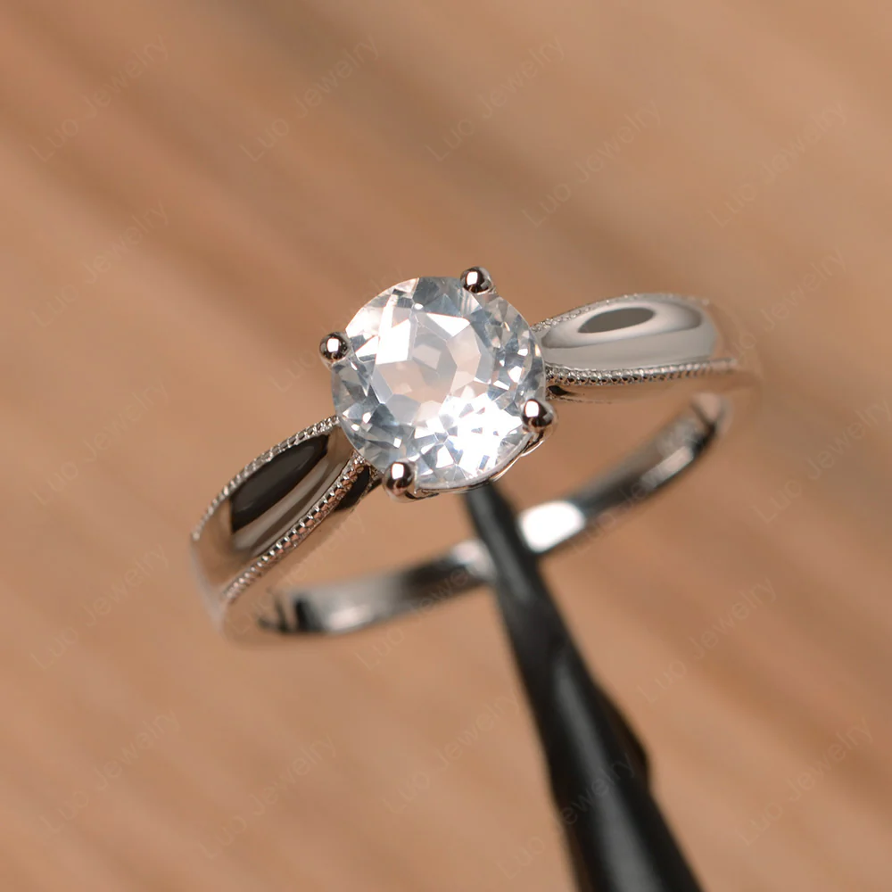 White Topaz Simple Engagement Ring