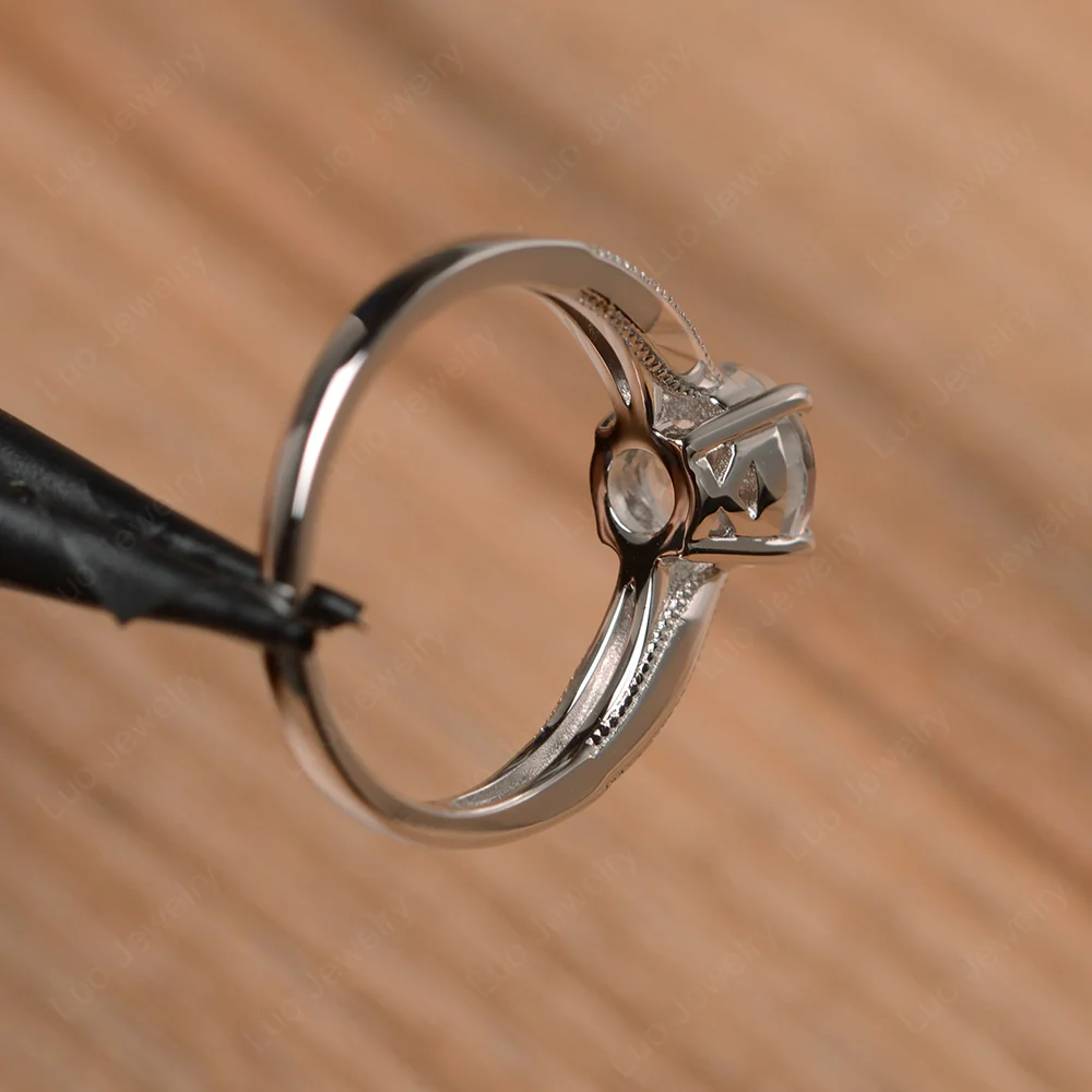 White Topaz Simple Engagement Ring - Image 3