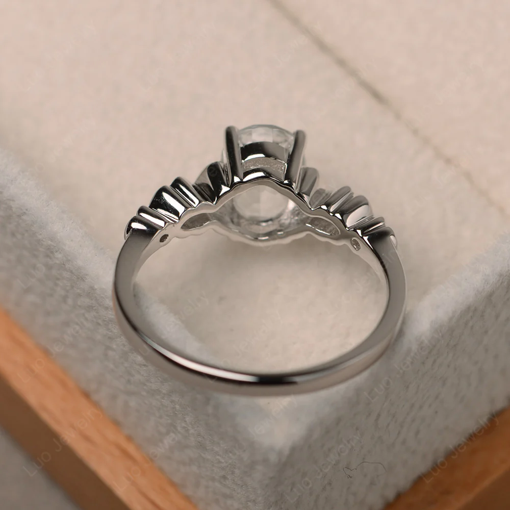 White Topaz Solitaire Oval Engagement Ring - Image 3