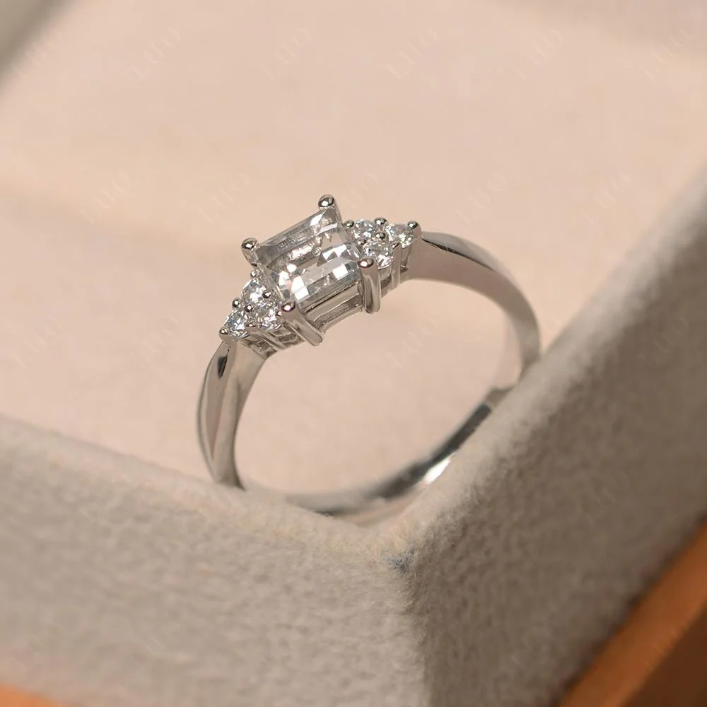 Square Cut White Topaz Petite Ring - Image 30