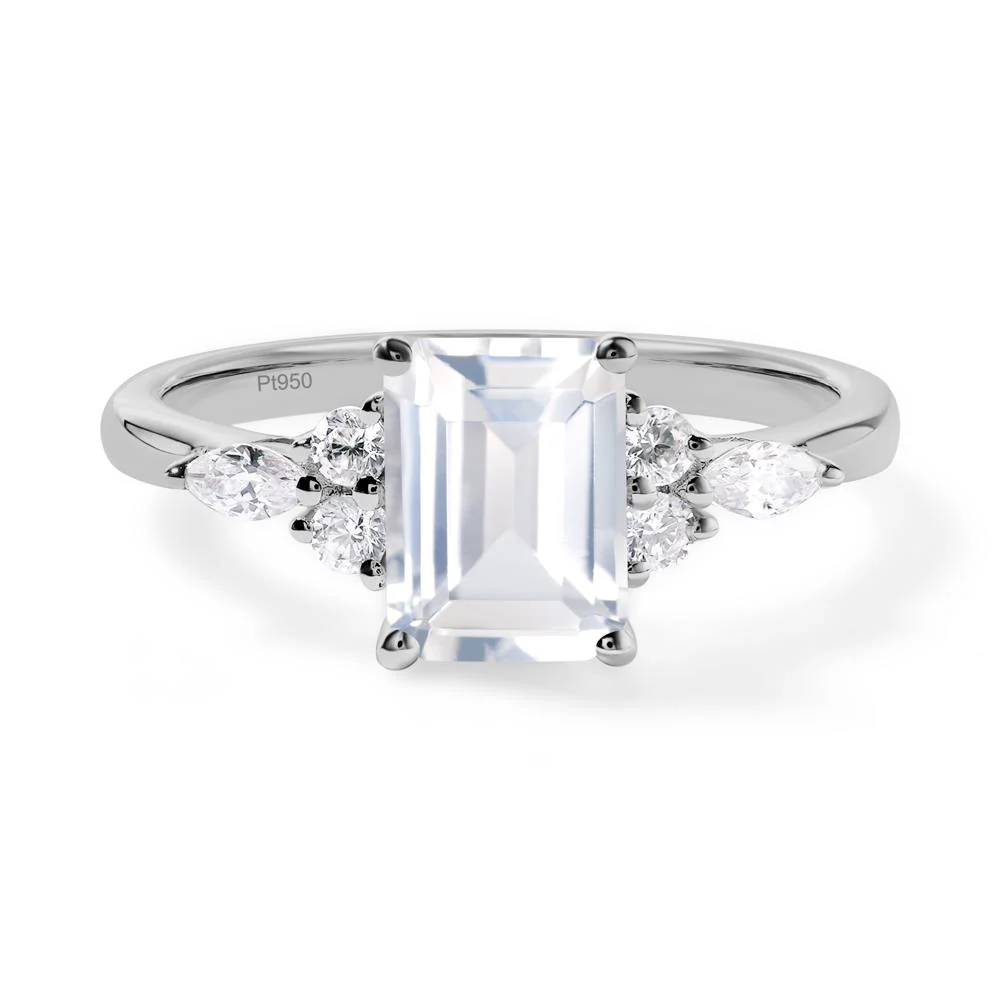 Simple Emerald Cut White Topaz Ring
