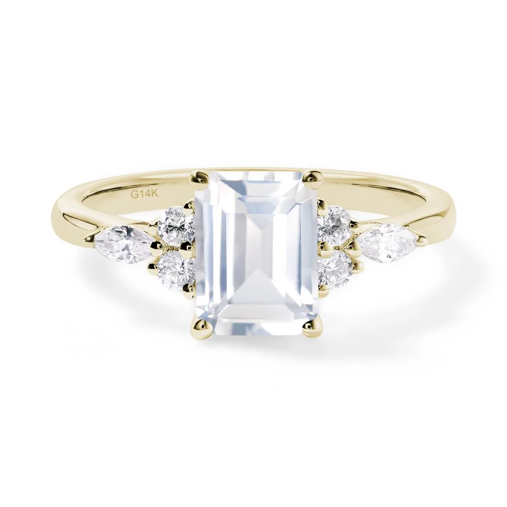 Simple Emerald Cut White Topaz Ring - Image 2