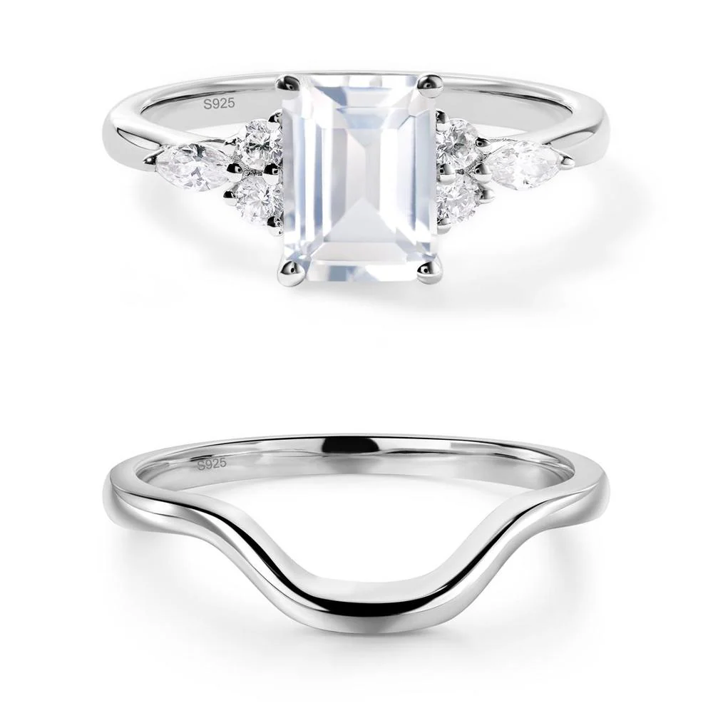 Simple Emerald Cut White Topaz Ring - Image 23