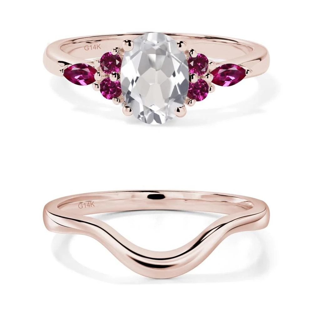 Simple Oval White Topaz Engagement Ring - Image 11