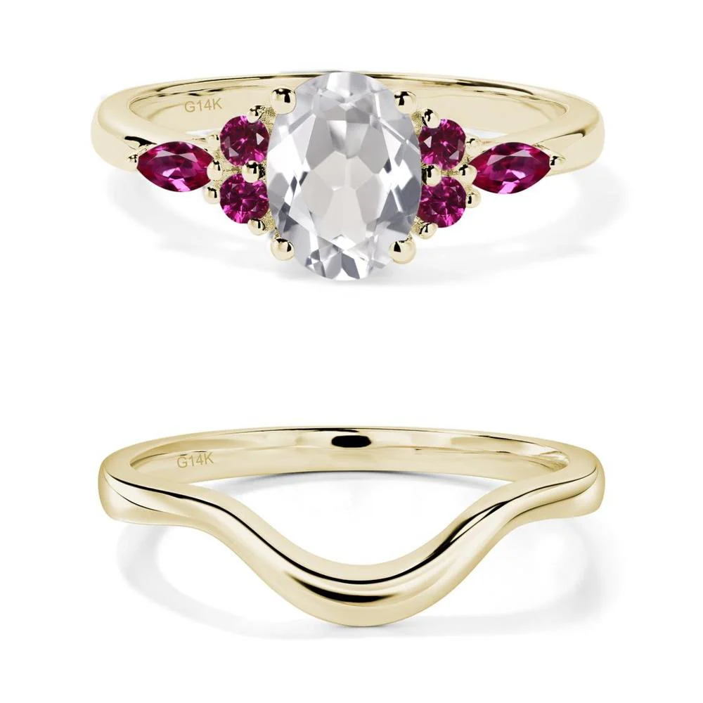 Simple Oval White Topaz Engagement Ring - Image 15