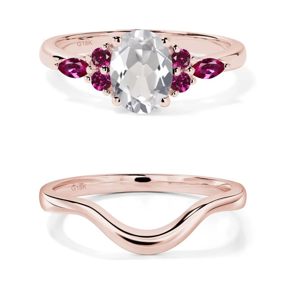 Simple Oval White Topaz Engagement Ring - Image 17