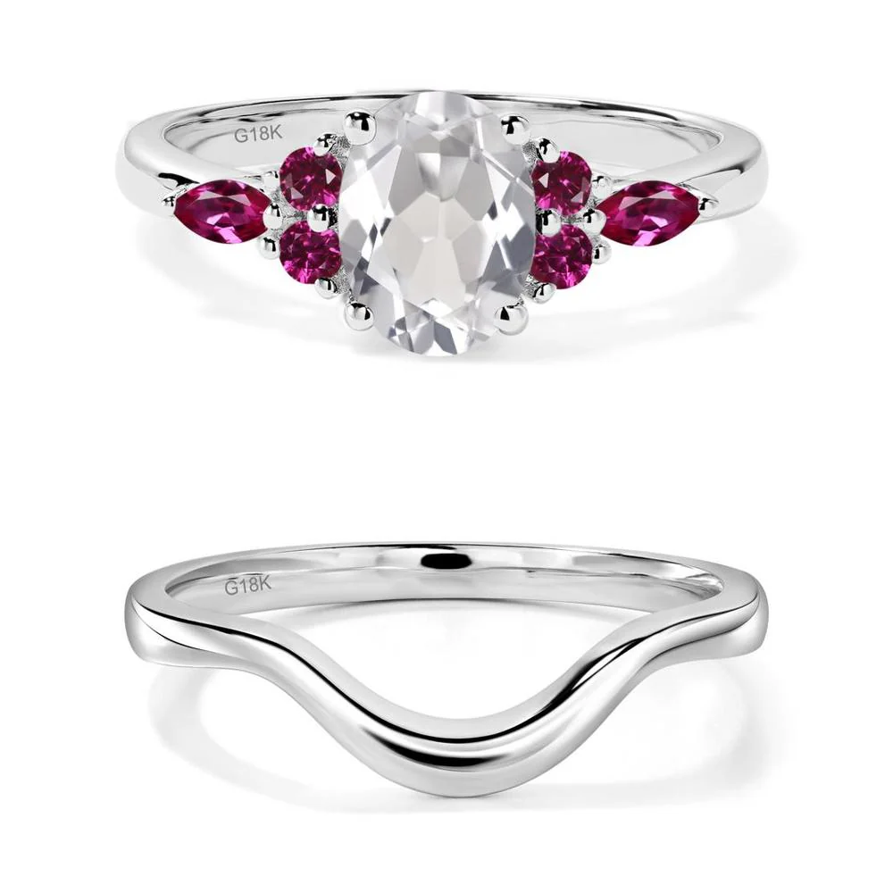 Simple Oval White Topaz Engagement Ring - Image 19