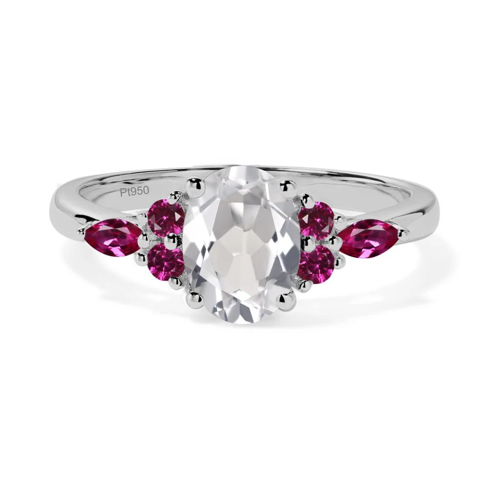 Simple Oval White Topaz Engagement Ring - Image 2