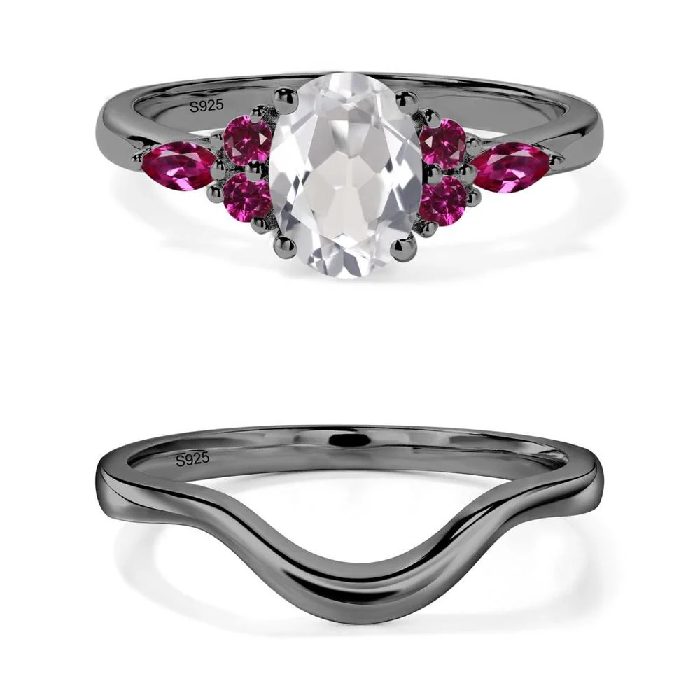 Simple Oval White Topaz Engagement Ring - Image 23