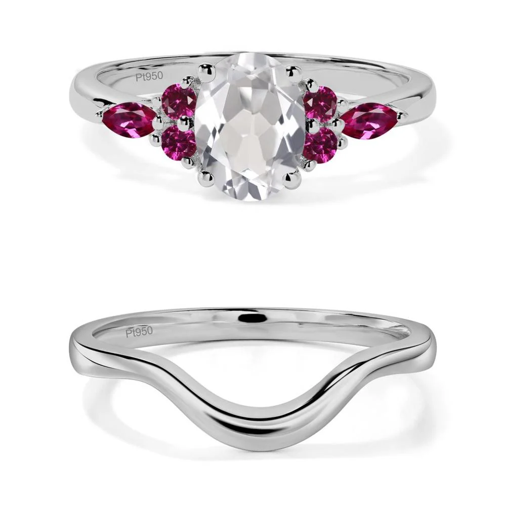 Simple Oval White Topaz Engagement Ring - Image 25