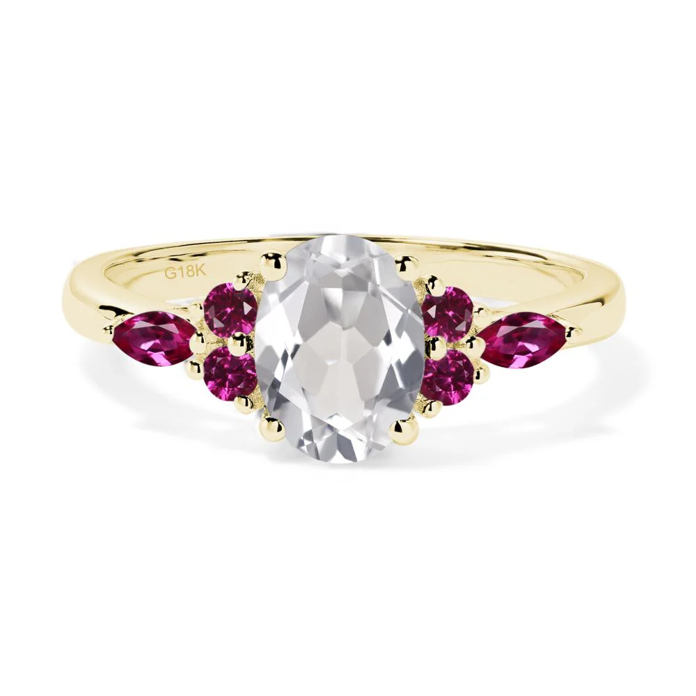 Simple Oval White Topaz Engagement Ring - Image 3