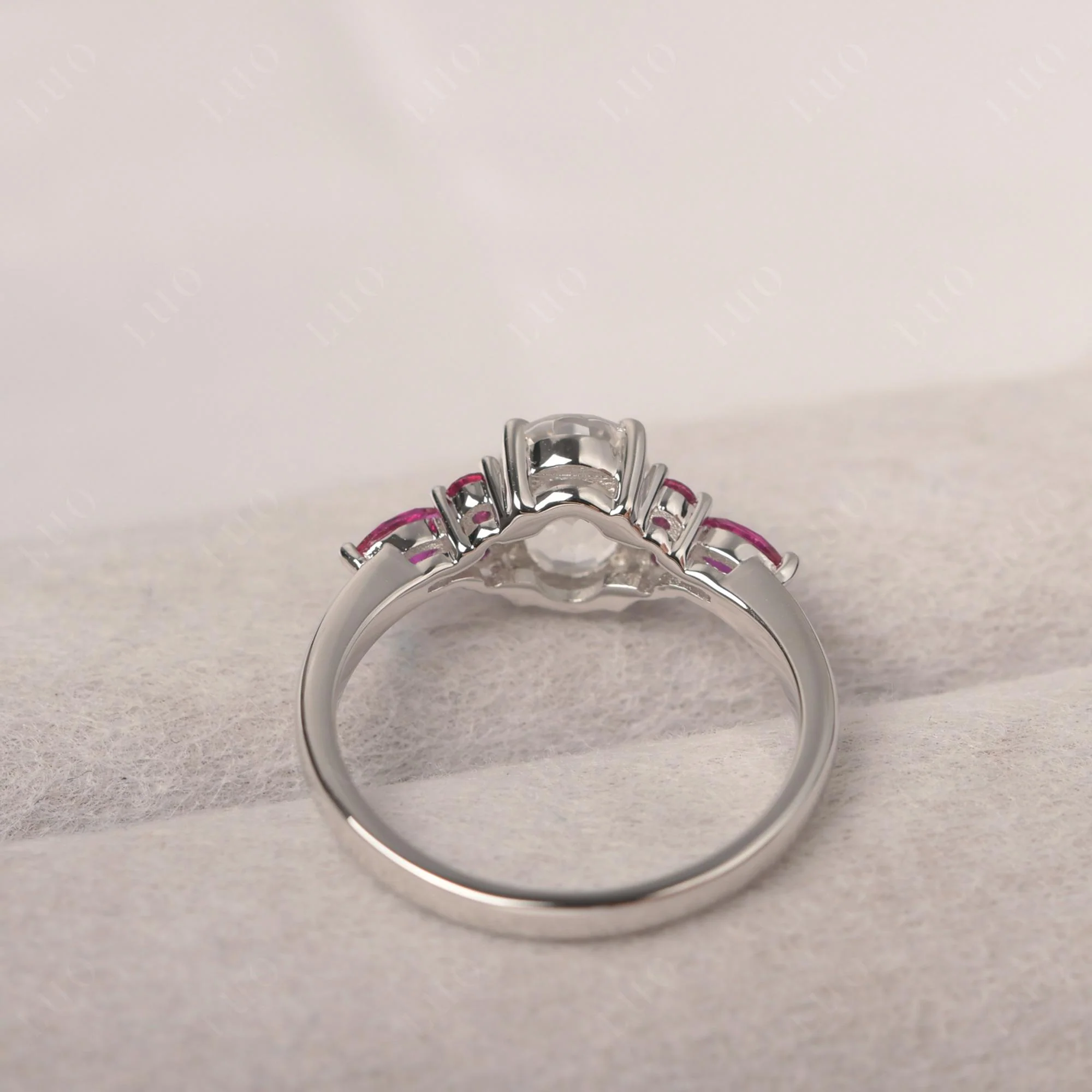 Simple Oval White Topaz Engagement Ring - Image 31