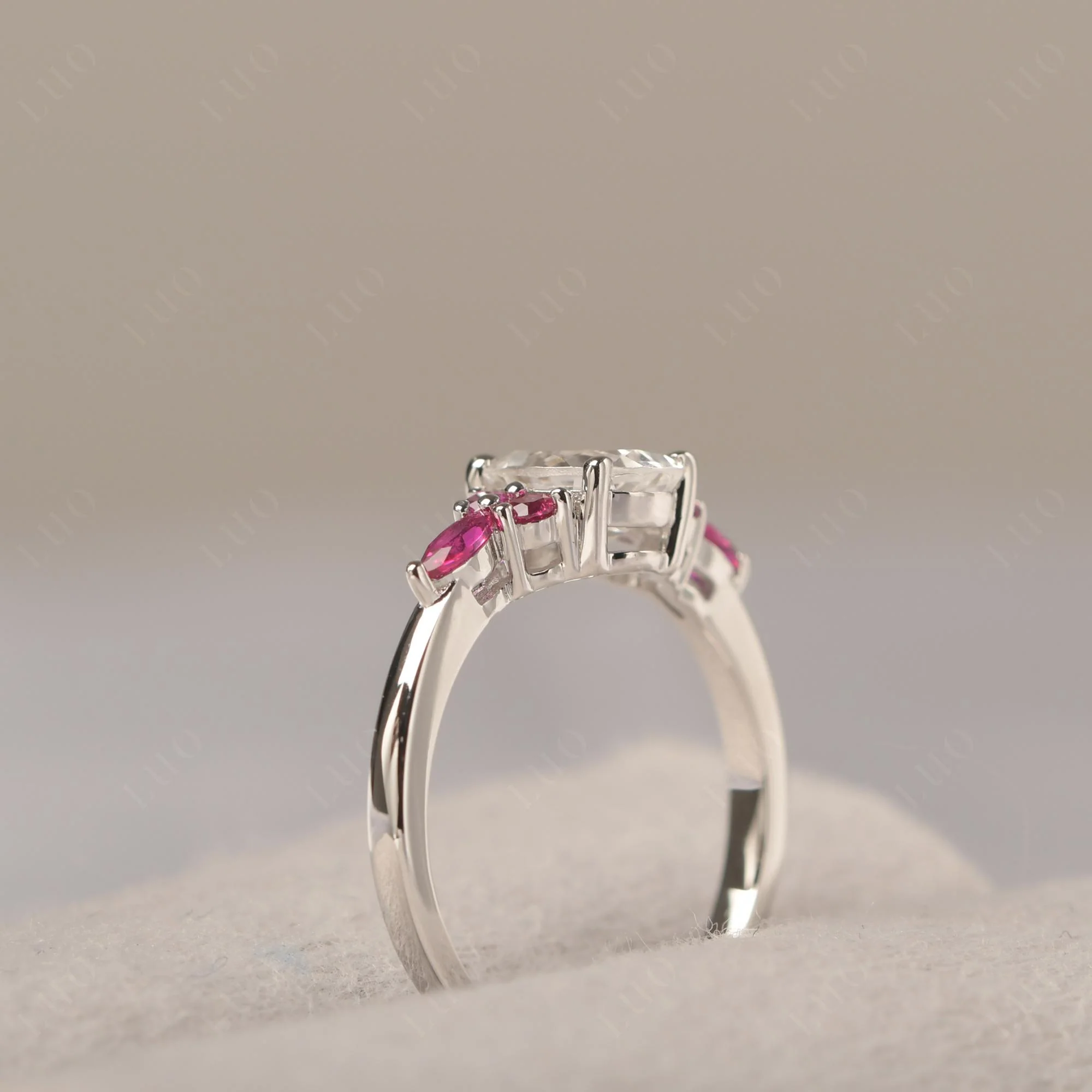 Simple Oval White Topaz Engagement Ring - Image 32