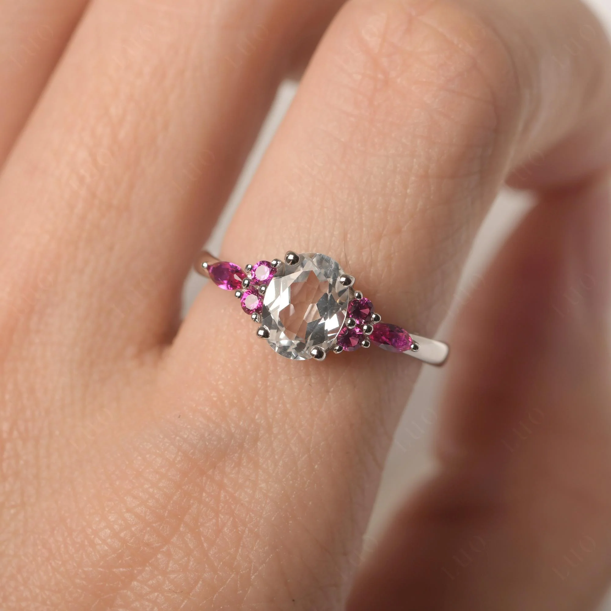 Simple Oval White Topaz Engagement Ring - Image 33