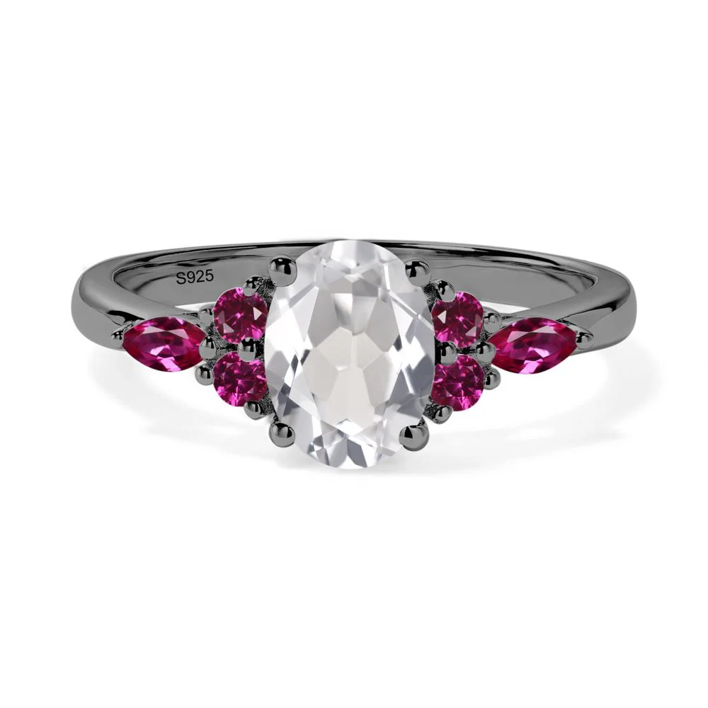 Simple Oval White Topaz Engagement Ring - Image 4