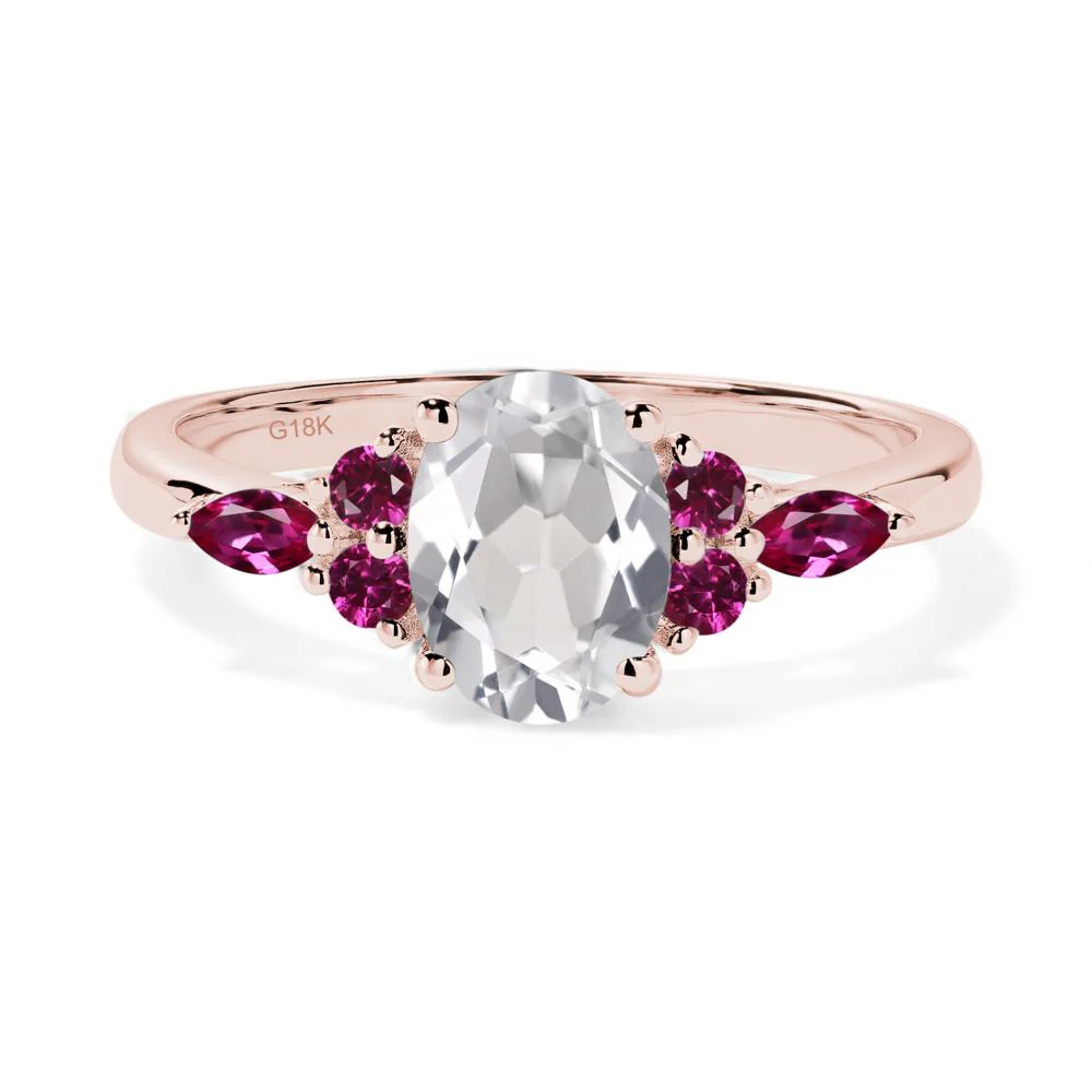 Simple Oval White Topaz Engagement Ring - Image 5