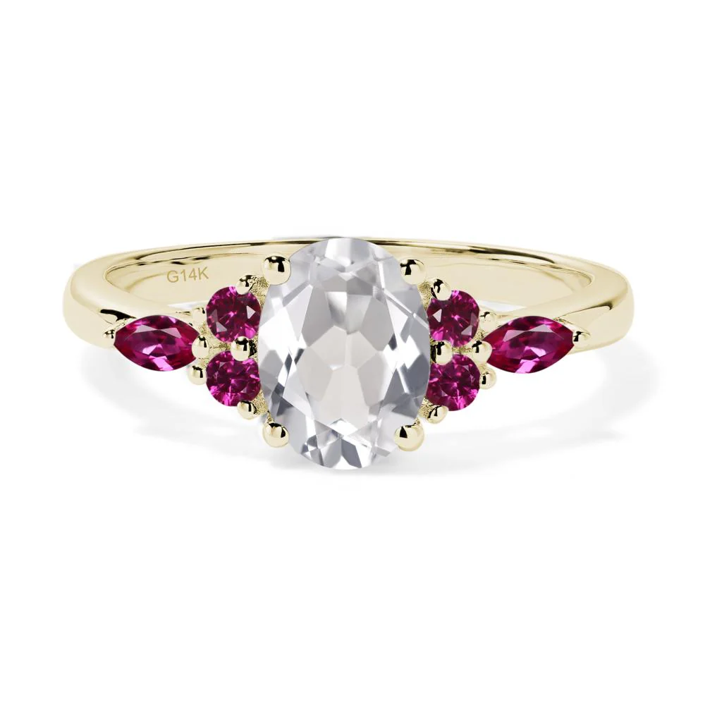 Simple Oval White Topaz Engagement Ring - Image 6