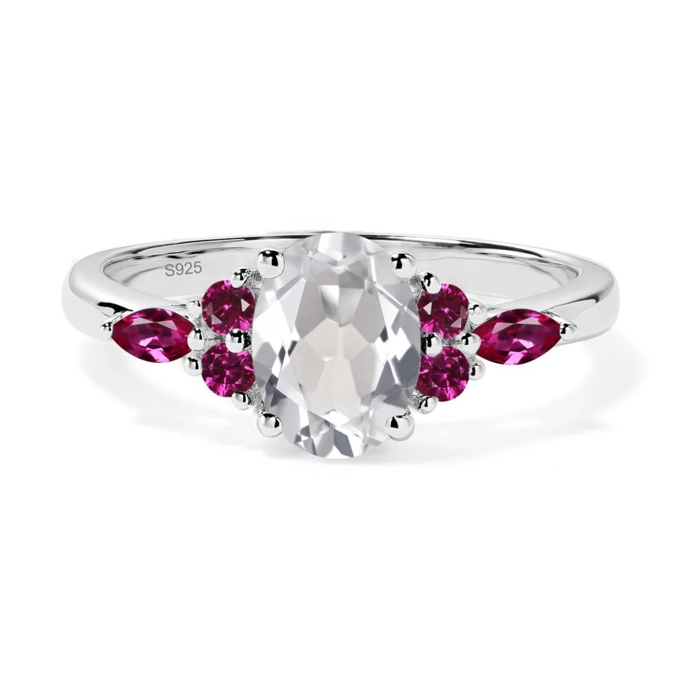 Simple Oval White Topaz Engagement Ring - Image 7