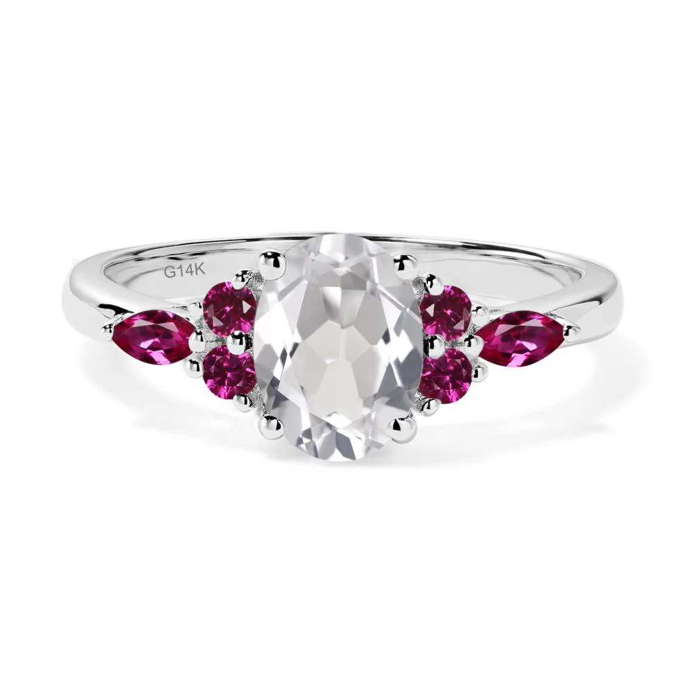 Simple Oval White Topaz Engagement Ring - Image 8