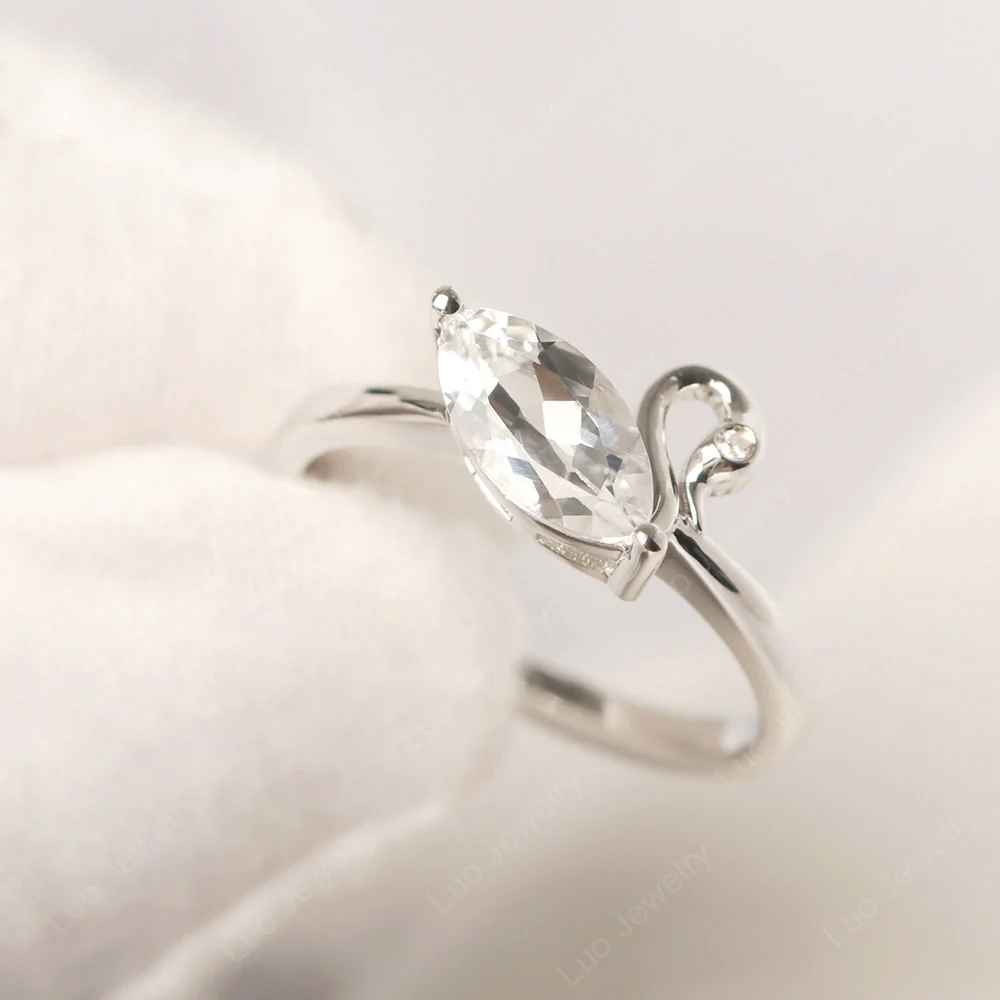 White Topaz Swan Ring - Image 2