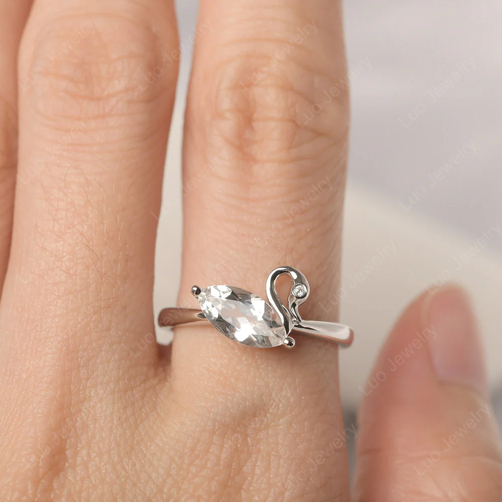 White Topaz Swan Ring - Image 5