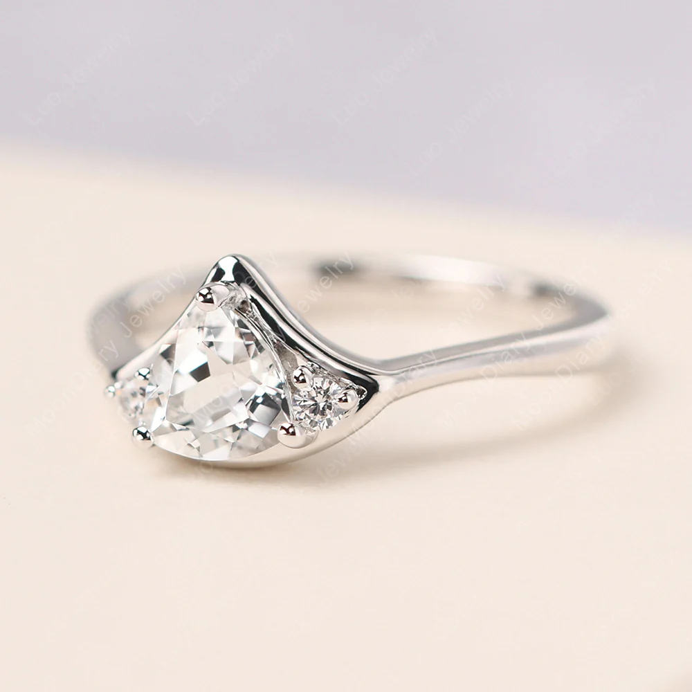 Scalloped White Topaz Engagement Ring - Image 2