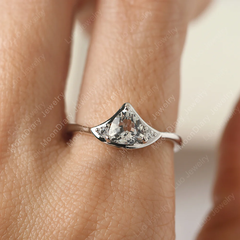 Scalloped White Topaz Engagement Ring - Image 5