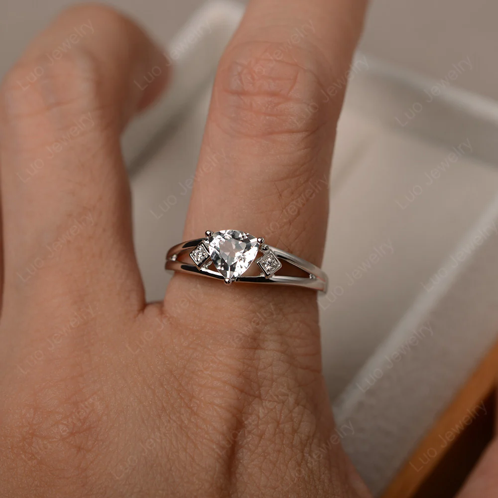 Trillion Cut White Topaz Engagement Ring - Image 4