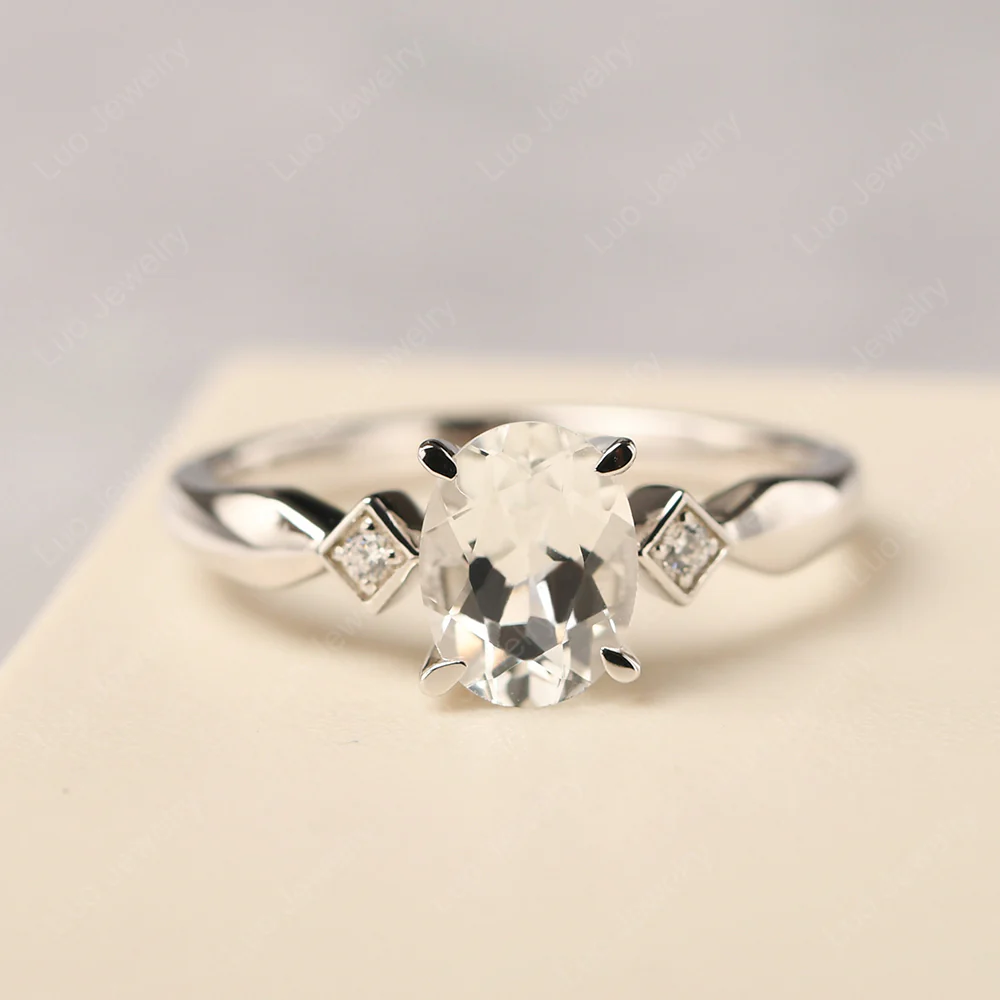 Antique Style White Topaz Ring