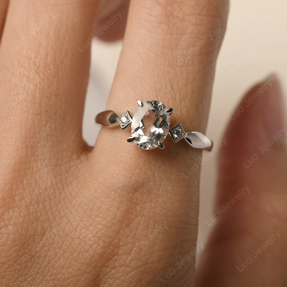 Antique Style White Topaz Ring - Image 5