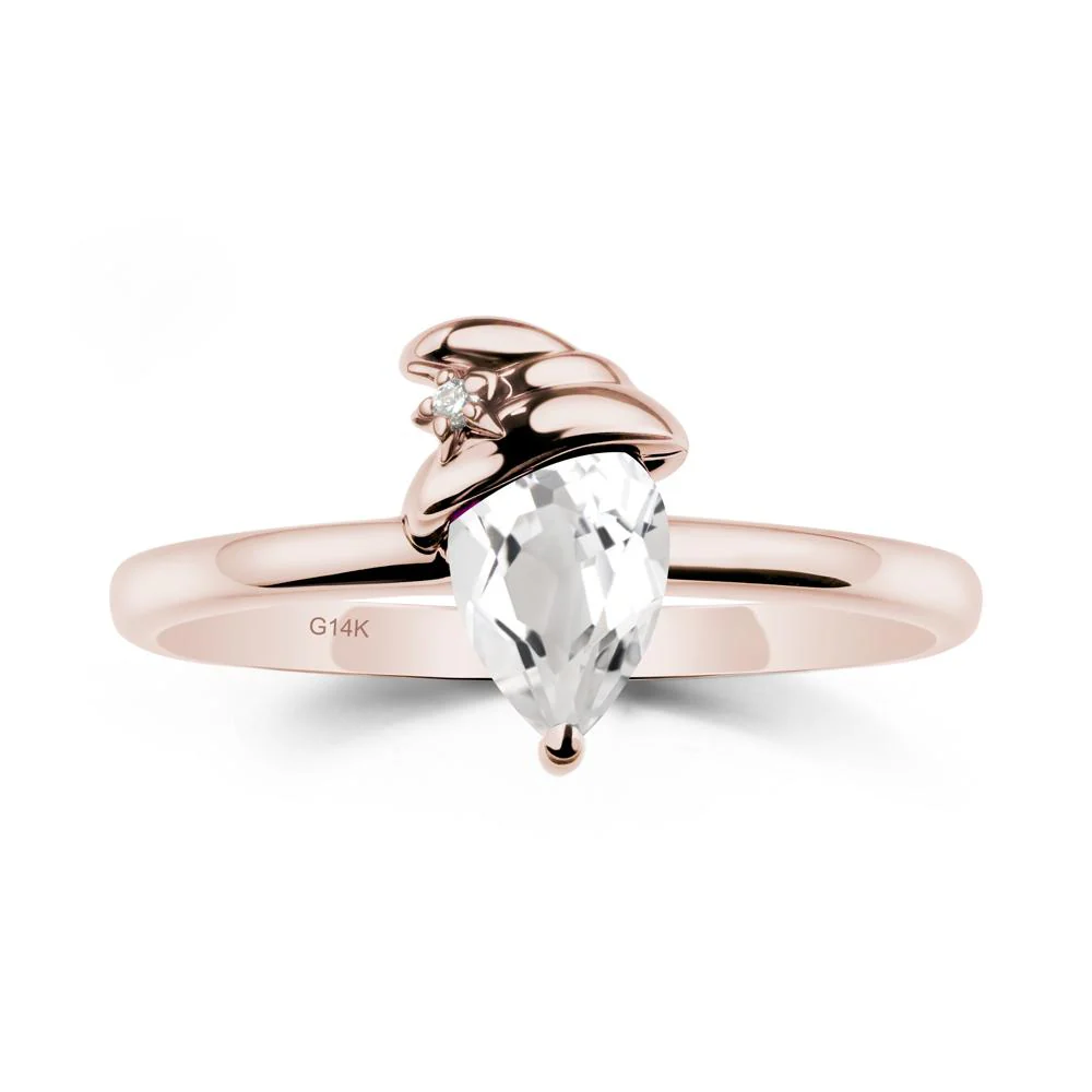White Topaz Ring with Hat Design - Image 2