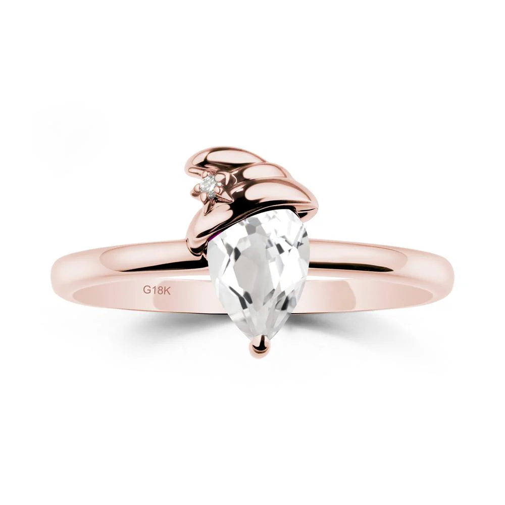 White Topaz Ring with Hat Design - Image 5