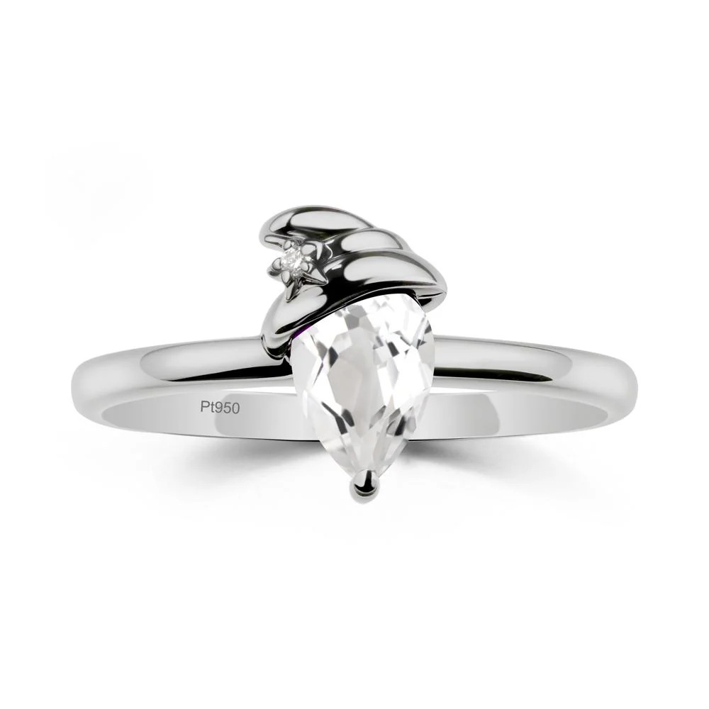 White Topaz Ring with Hat Design - Image 9