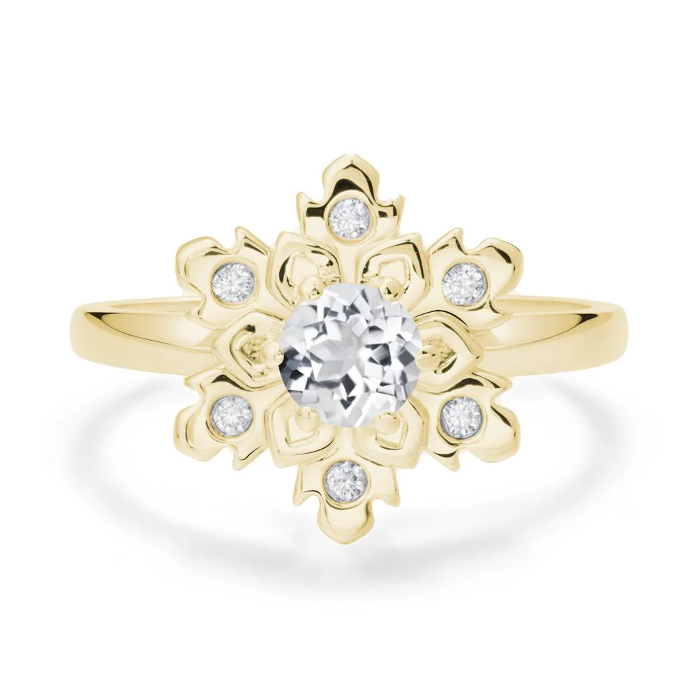 White Topaz Snowflake Engagement Ring