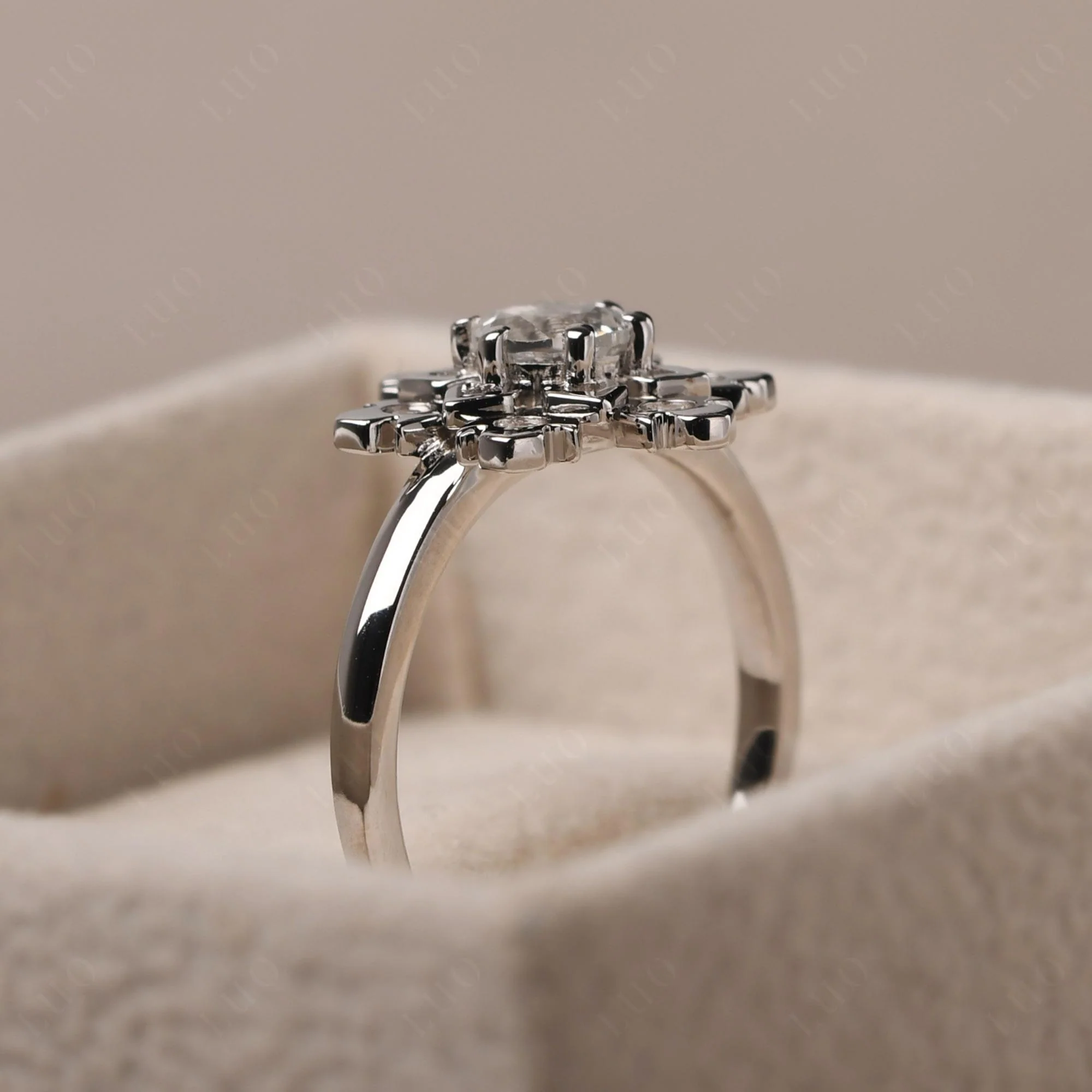 White Topaz Snowflake Engagement Ring - Image 13