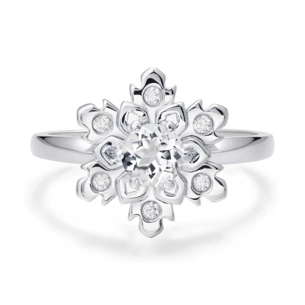 White Topaz Snowflake Engagement Ring - Image 4