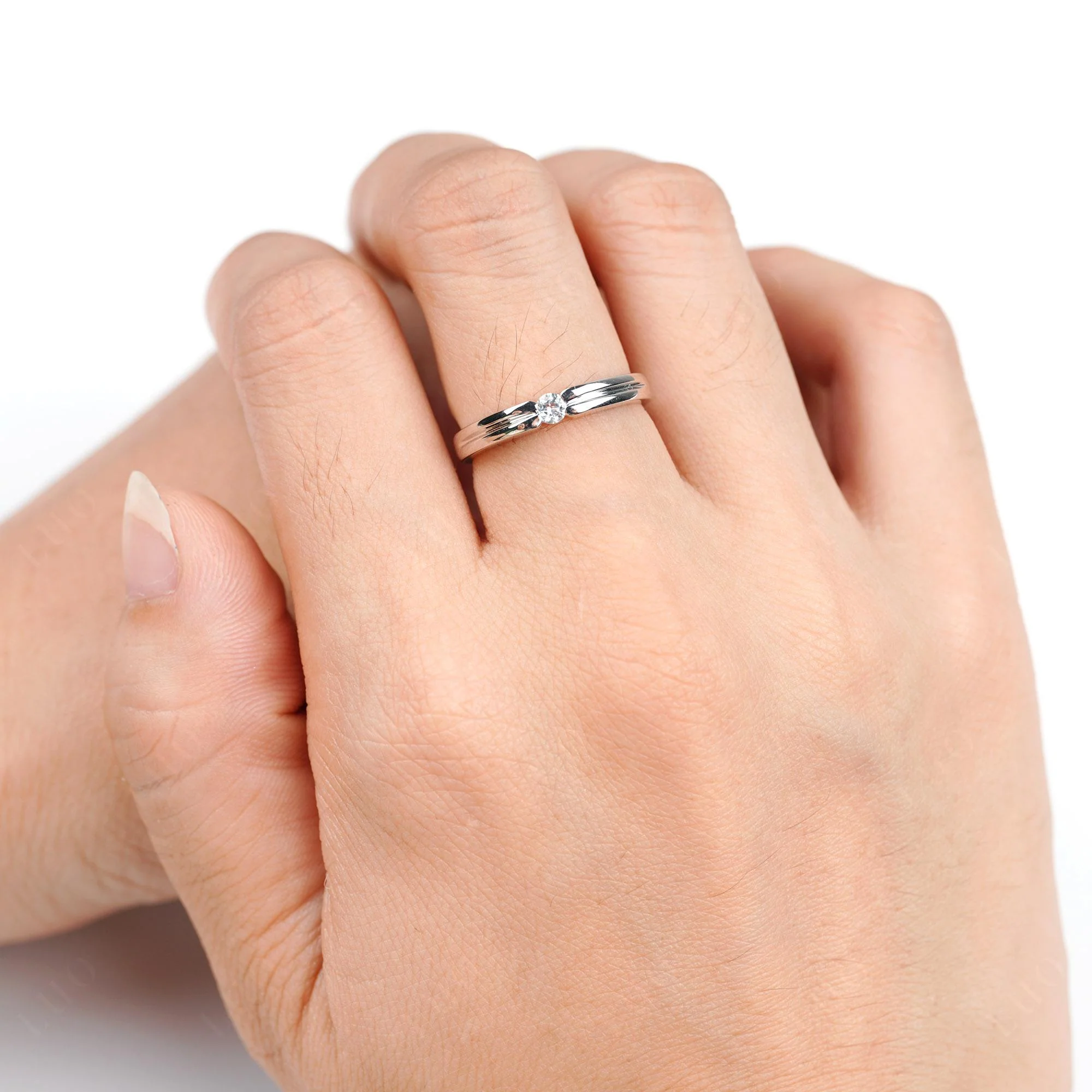 White Topaz Solitaire Band Ring - Image 5