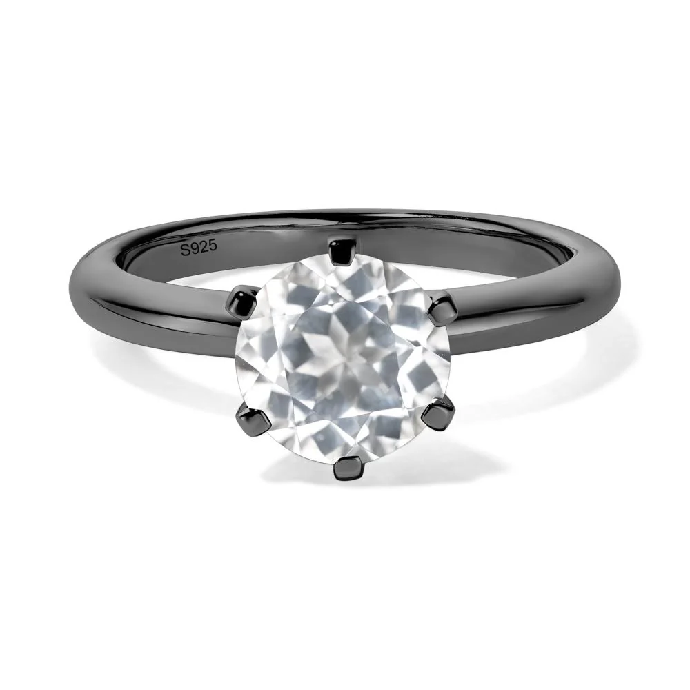 White Topaz 6 Prong Solitaire Engagement Ring