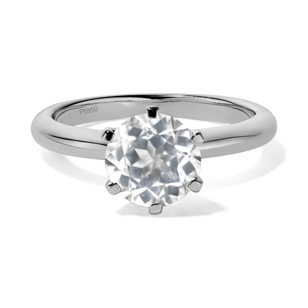 White Topaz 6 Prong Solitaire Engagement Ring - Image 6
