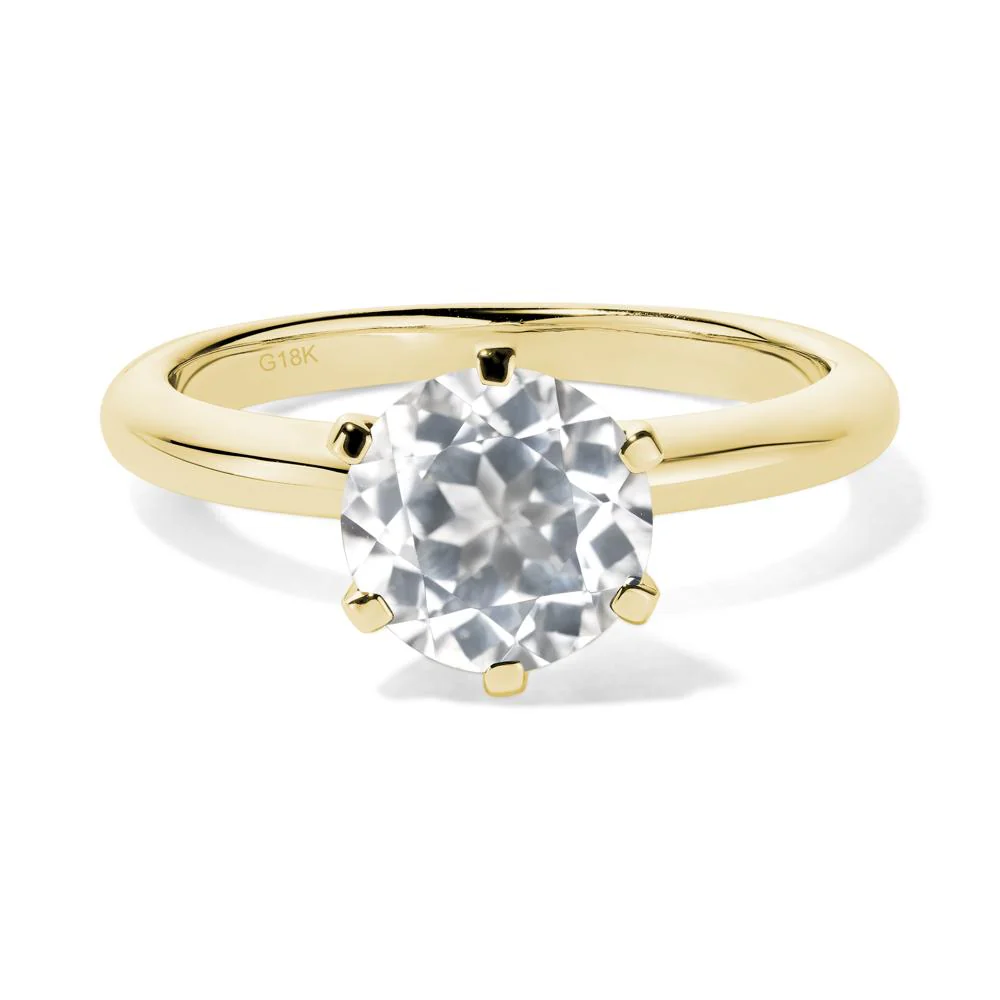 White Topaz 6 Prong Solitaire Engagement Ring - Image 8