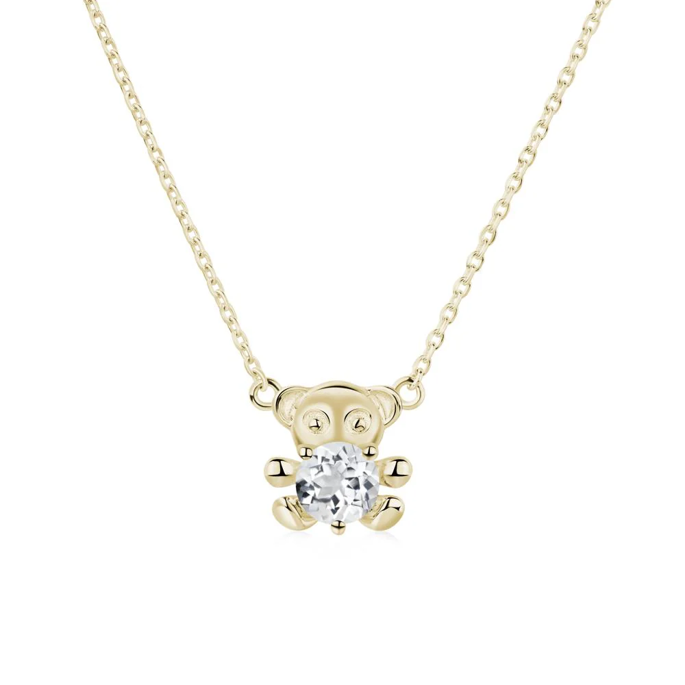 White Topaz Teddy Bear Necklace