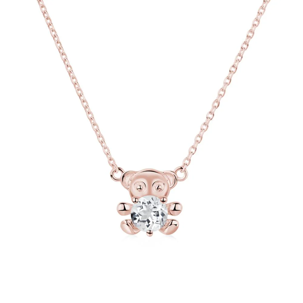 White Topaz Teddy Bear Necklace - Image 2