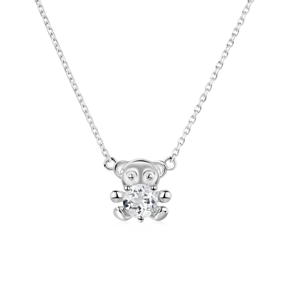 White Topaz Teddy Bear Necklace - Image 8