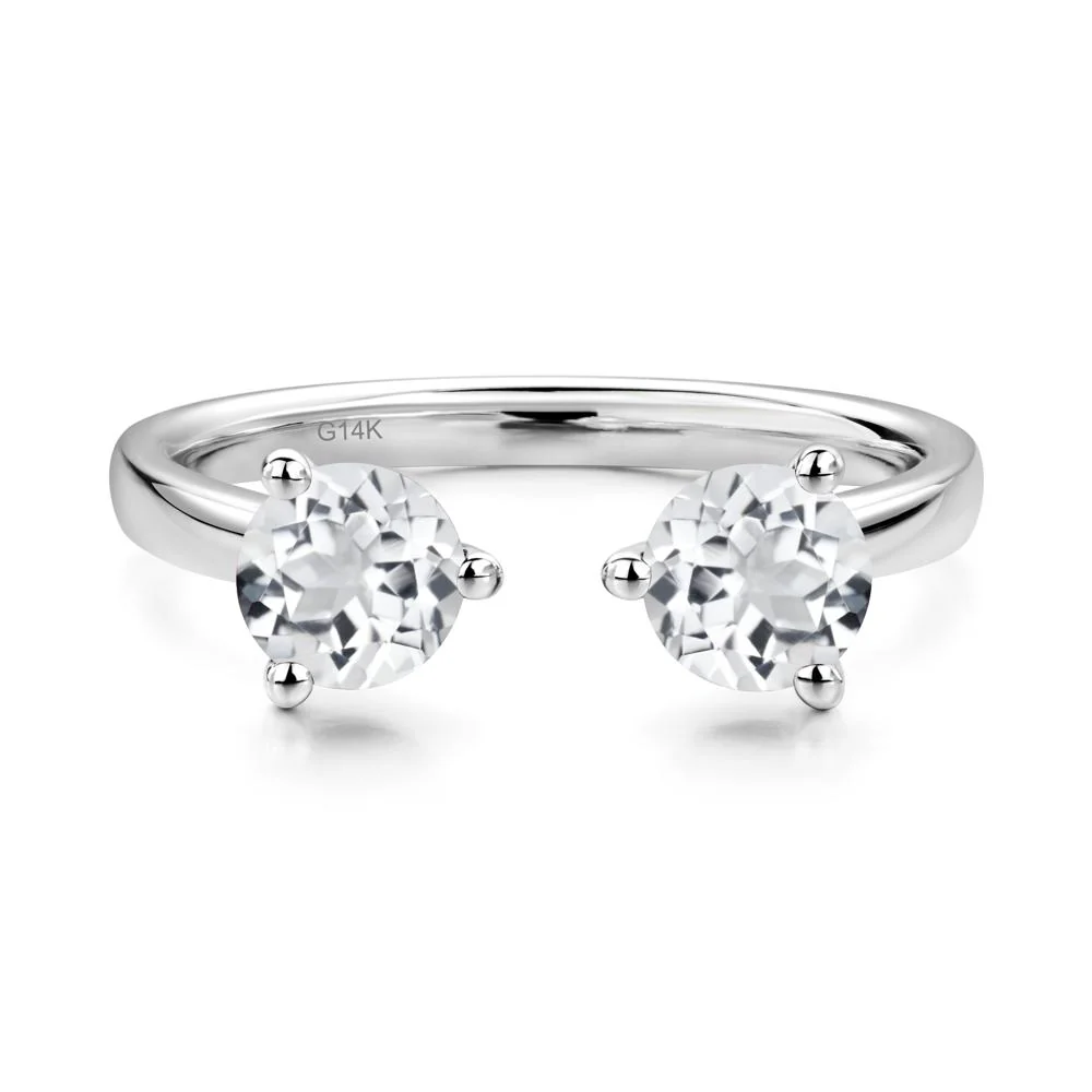 White Topaz Two Stone Open Ring - Image 3